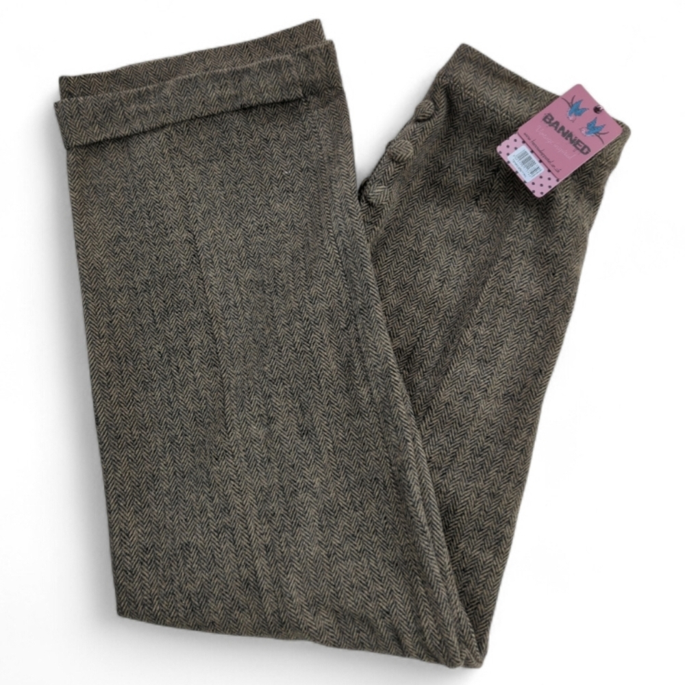 NWT Banned Wool Blend Wide Leg Sailor Vintage Inspired Trousers SZ L
